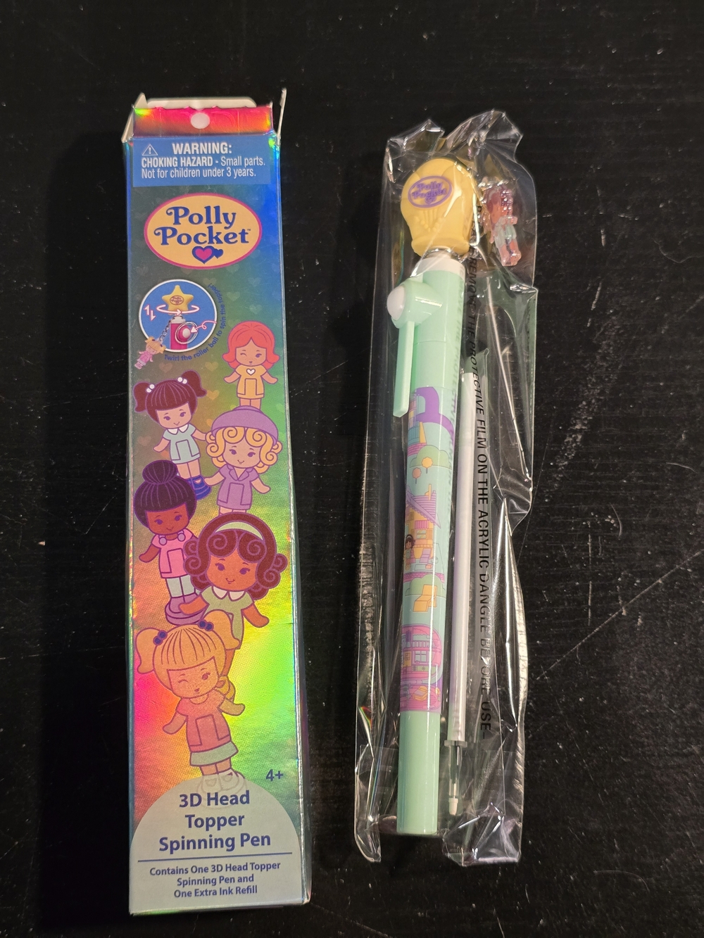 Mattel Polly Pocket Mint Green 3D Head Topper Spinning Pen